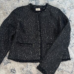 Elie Tahari Black and Cream Textured Blazer